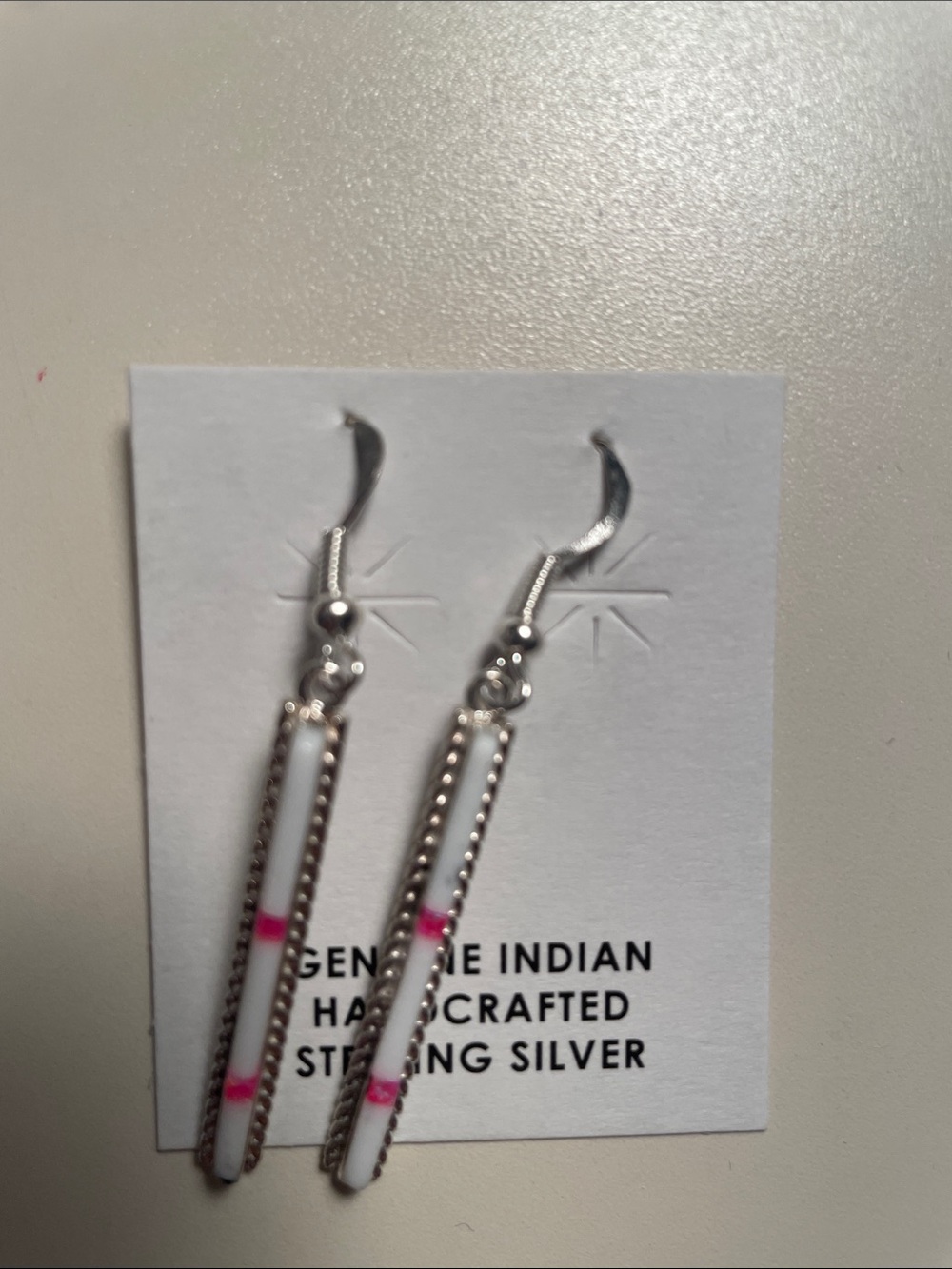 Sterling Silver White and Pink Drop Earrings